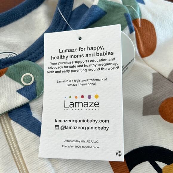 Lamaze Organic Truck Print Soft Footed Sleeper Pajamas Infant Size 9 Months - Picture 3 of 5